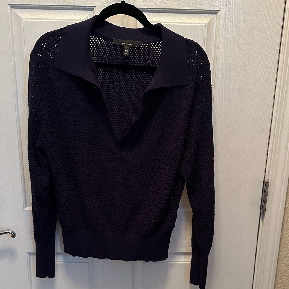 White House Black Market Deep Purple V-Neck Sweater